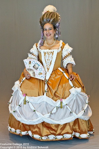 Reproduction 1700s Orange Silk Court Gown. Photo by Andrew Schmidt.