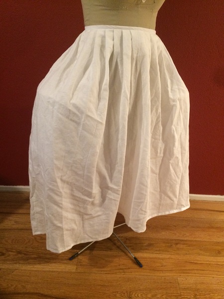 1770s Reproduction Linen Petticoat Cotton Right Quarter View. 