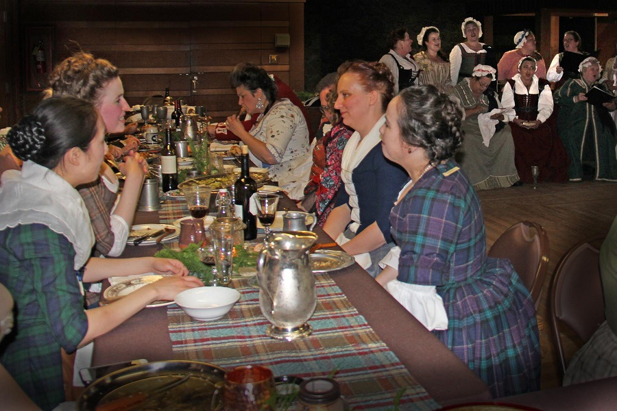 1740s Reproduction Outlander Plaid Dresses at the GBACG An Outlandish Affair May 2017. Photo by Lori Clayson