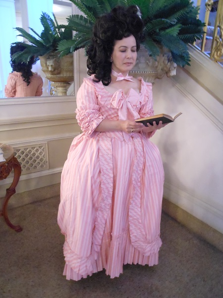 1700s Reproduction Pink Striped a la Polonaise. GBACG February 2014.