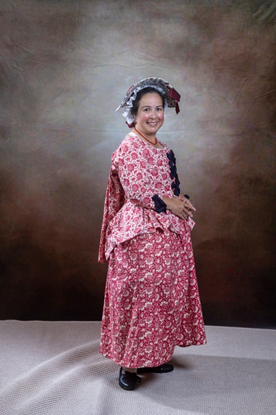 Reproduction 1760s Pet en l'air at Costume College August 2022. Simplicity S8578. Photo by Mark Edwards Photography. 