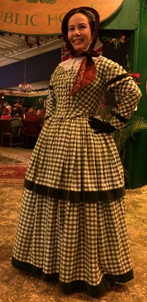 1840s Reproduction Green Plaid Daydress. Dickens Fair 2015.