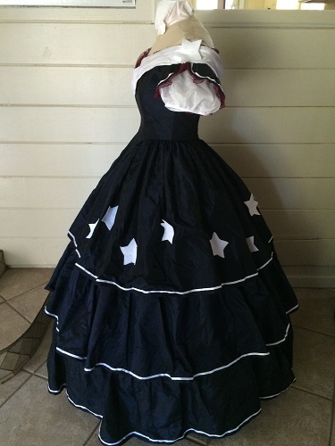 Reproduction Mid Victorian Dark Navy Ballgown Left