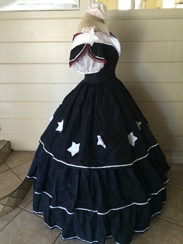 Reproduction Mid Victorian Dark Navy Ballgown Right