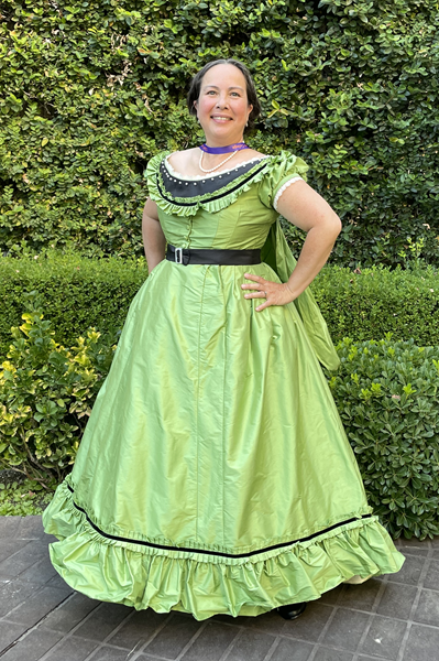 Reproduction 1860s Apple Green Ballgown at Costume College July 2022. Truly Victorian TV416.  