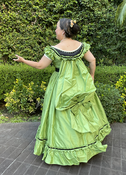 Reproduction 1860s Apple Green Ballgown at Costume College July 2022. Truly Victorian TV416.  