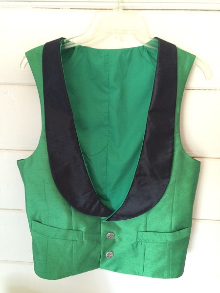 Reproduction Victorian Men's Green Medium Waistcoat Front (Flat) 