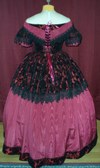 Burgandy/Red and Black Victorian Style Ballgown back view