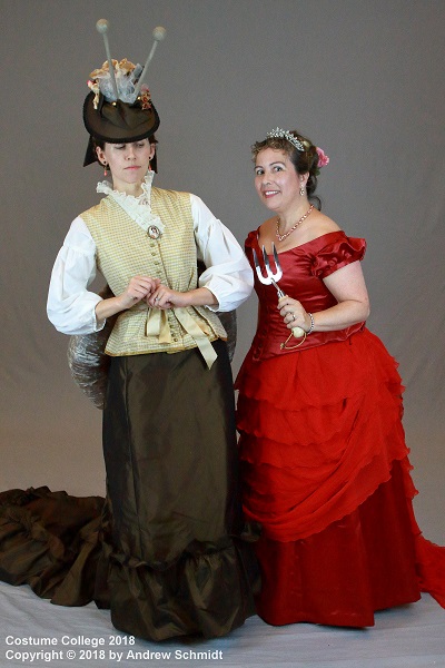 1870s Reproduction Red Bustle Dress at the at Costume College 2018. Photo by Andrew Schmidt