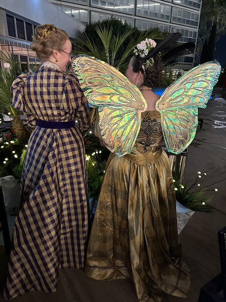 Reproduction 1890s Goldiplaid Dress at Costume College 2023. Truly Victorian TV490 and McCall's M8231.