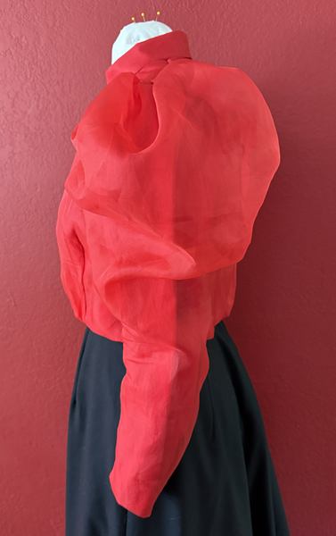 Reproduction 1890s Red Blouse Bodice Left. Laughing Moon 103