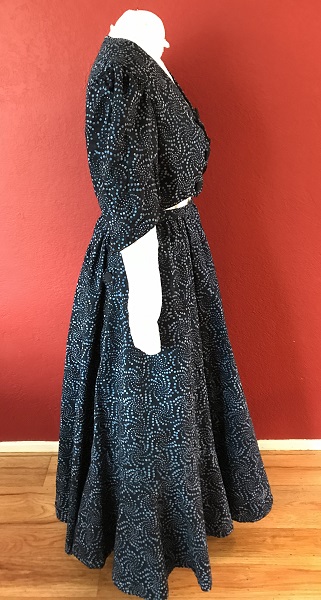 Reproduction Edwardian Navy Batik Walking Outfit Right. 