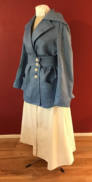 Reproduction 1916 Blue Suit Left Quarter View.