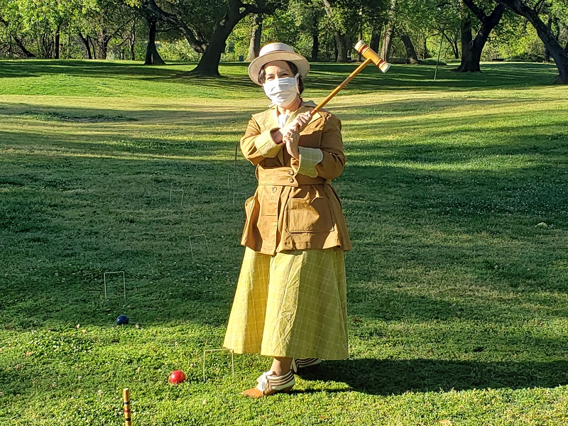 Reproduction 1916 Green Plaid Suit at Ancil Hoffman April 2021. Photo by Elle. 