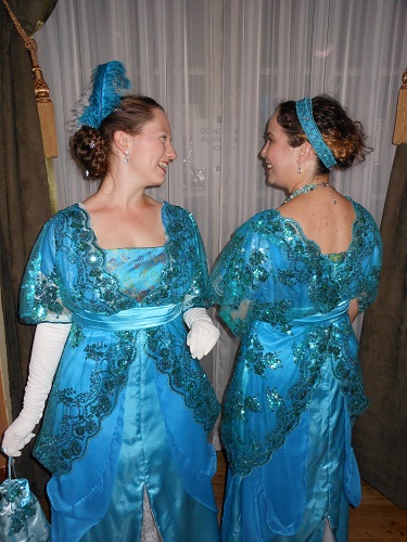 Reproduction 1910s Evening Dress - Blue Twins. Laughing Moon #104. 