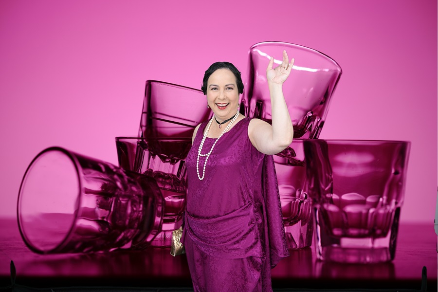 Reproduction 1920s Magenta Evening Dress at Crocker ArtMix April 2023. Photo by Dez Vision Photography. 