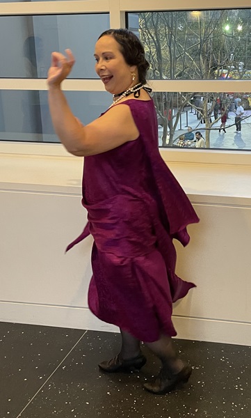 Reproduction 1920s Magenta Evening Dress at Crocker ArtMix April 2023. 