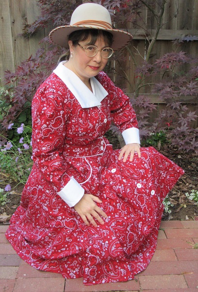 1950s Reproduction Western Swing Red Dog Dress.