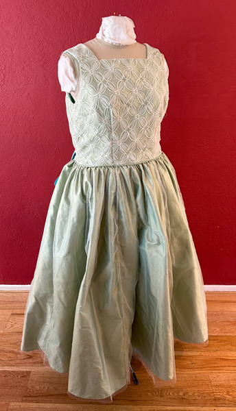 Reproduction 1953 Green Evening Dress Right Quarter View 