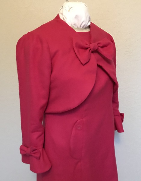 Dolores Umbridge Hot Pink Shrug 1960s Style  Right Quarter View. 