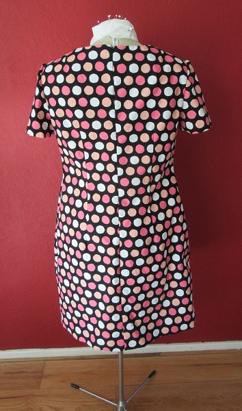 1966 Reproduction Simplicity 6395 Pink Polka Dot Dress Back