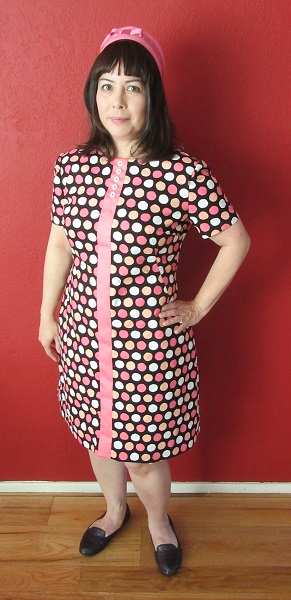 1966 Reproduction Simplicity 6395 Pink Polka Dot Dress Front