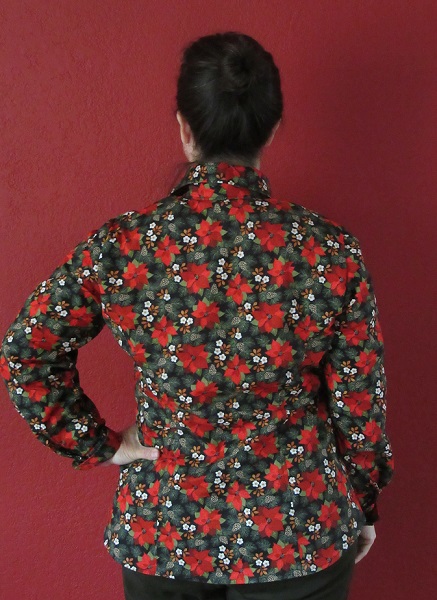 Butterick B5526 Button Down Poinsetta Shirt Back