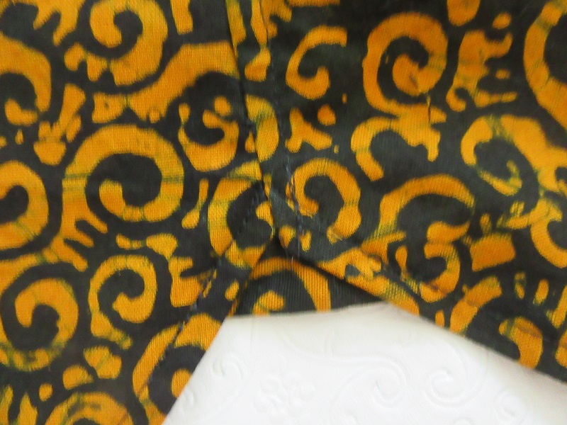 2010s Men's Orange and Black Batik Shirt Seam Gusset