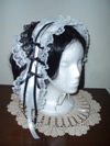 reproduction 1840s Victorian day cap with ears quarter view