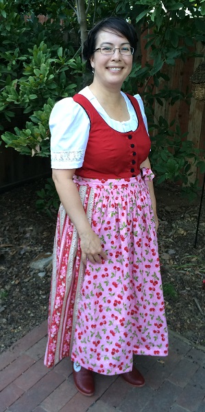 Cherry Dirndl Burda 8448 Right Quarter View 