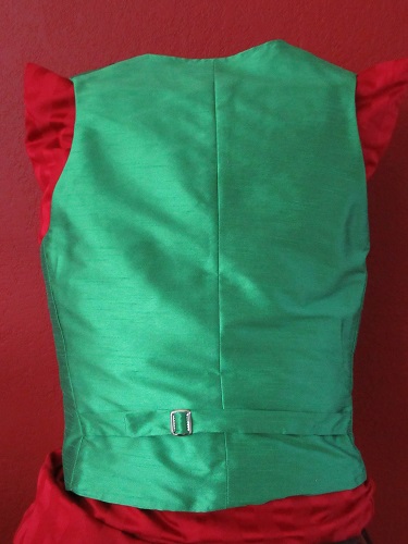 Reproduction Green Victorian Waistcoat. Medium Back.