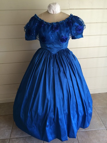 1850s Reproduction Blue Victorian Ballgown