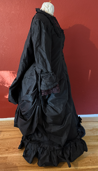 1870s Reproduction Black Watteau Silk Bodice Right.